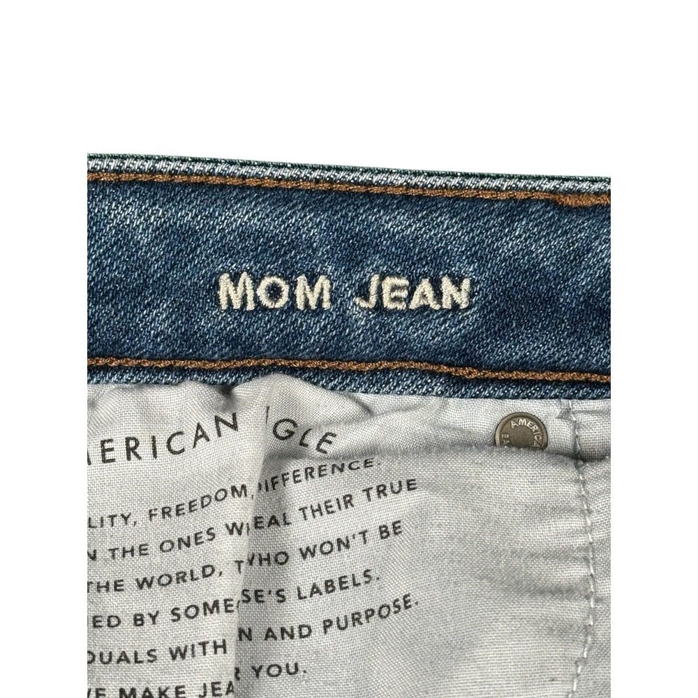 American Eagle Mom Jeans Size 6 Ripped Distressed Stretch Denim - Picture 3 of 6